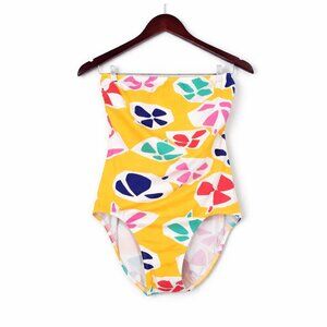 VINTAGE | Adrienne Vittadini Yellow Strapless One piece Swimsuit